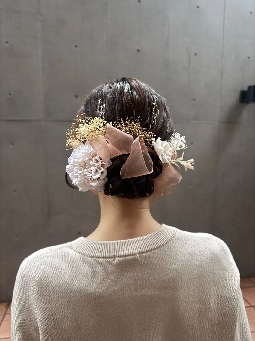 セミロング ヘアアレンジ 🎗️【ヘアセット 美眉】吉川玲🎗️のヘアスタイル