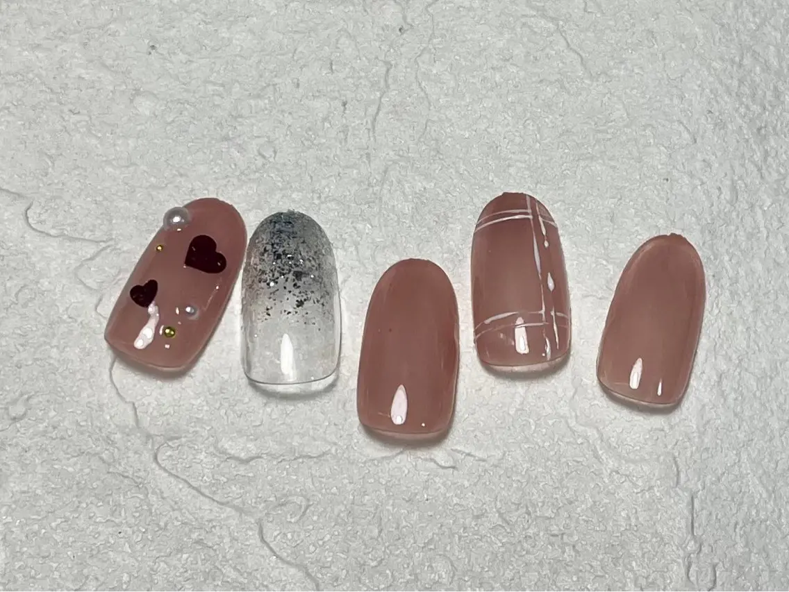 ネイル ジェルネイル メンズネイル パラジェル バレンタイン ワンホンネイル kiki nail &brow二子玉川のネイルデザイン