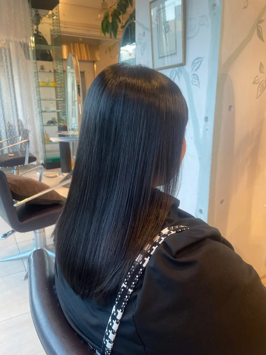 ロング パーマ くせ毛 縮毛矯正 菊池 菜月のヘアスタイル
