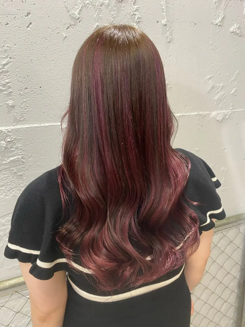 ロング カラー ブリーチ ブラウンカラー ピンクカラー ピンクブラウン sayaka 池袋店/カットモデルのヘアスタイル