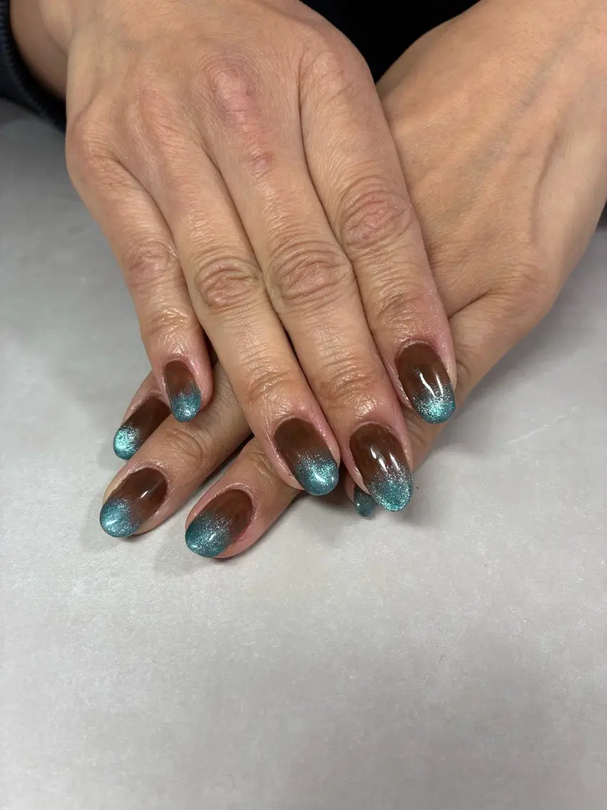 ネイル ハンドネイル Aqua peachのネイルデザイン