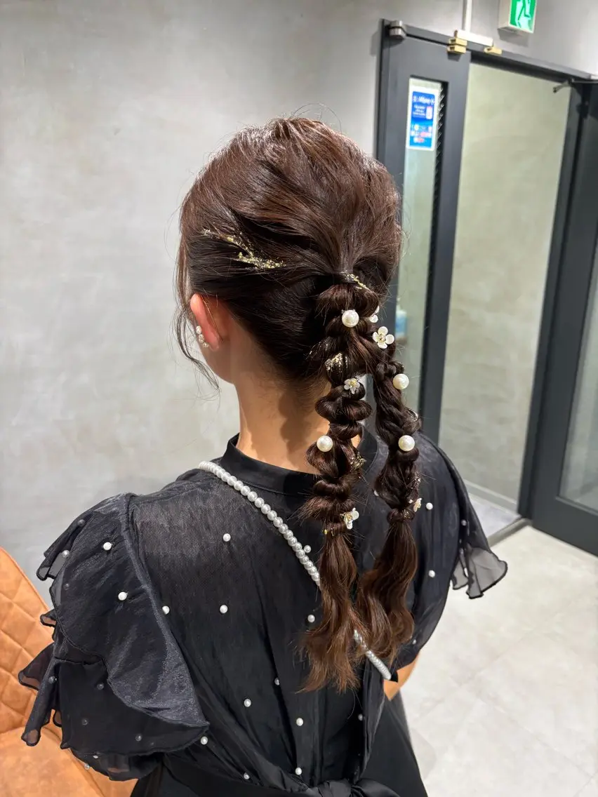 ヘアアレンジ ヘアセット 上品♡ブラウン💎 アレンジ🩰Rimiのヘアスタイル