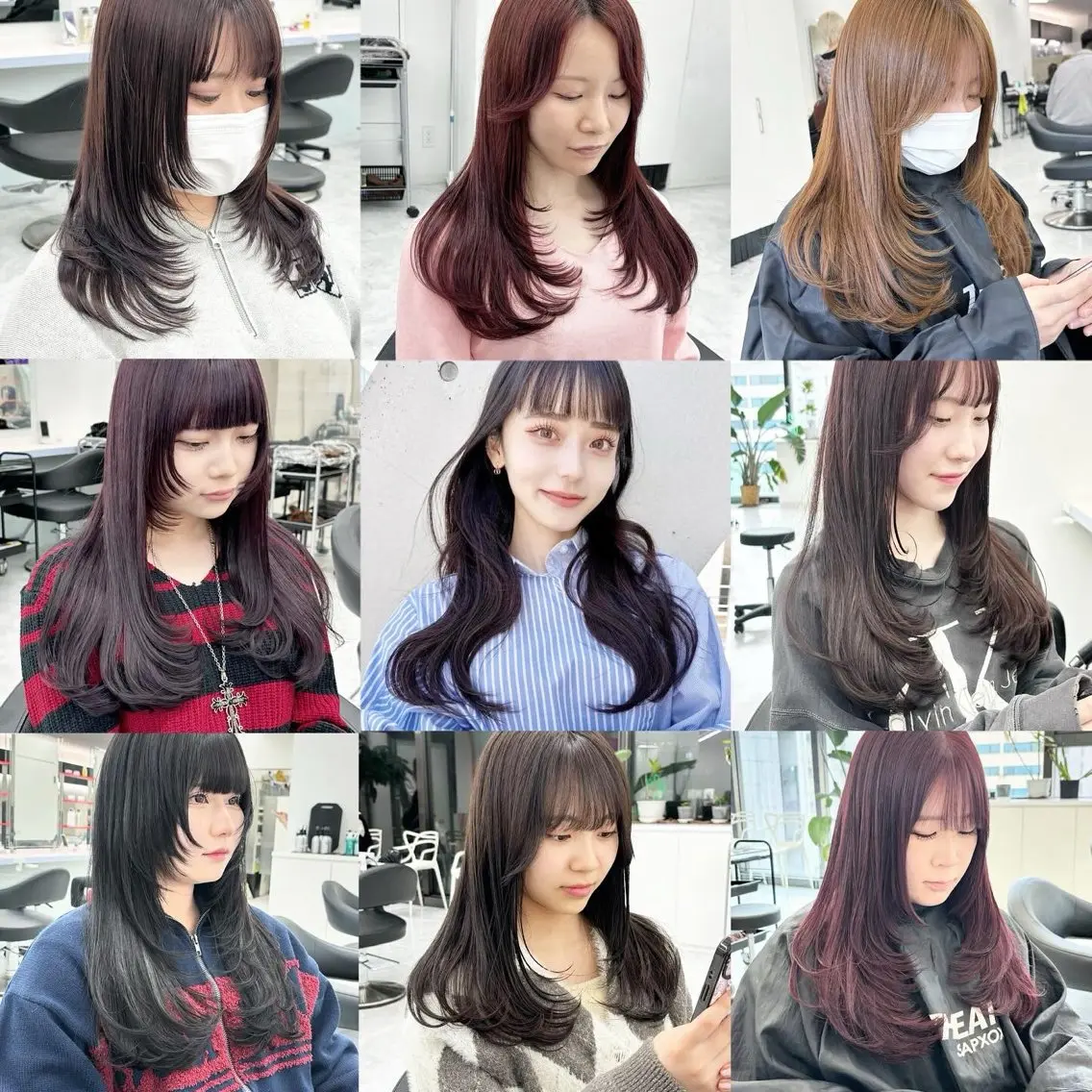 ロング カラー 顔まわりレイヤー 顔周りカット レイヤーカット カット ヘアカラー 🏆ウルフ/レイヤー 指名No.1山口圭佑のヘアスタイル