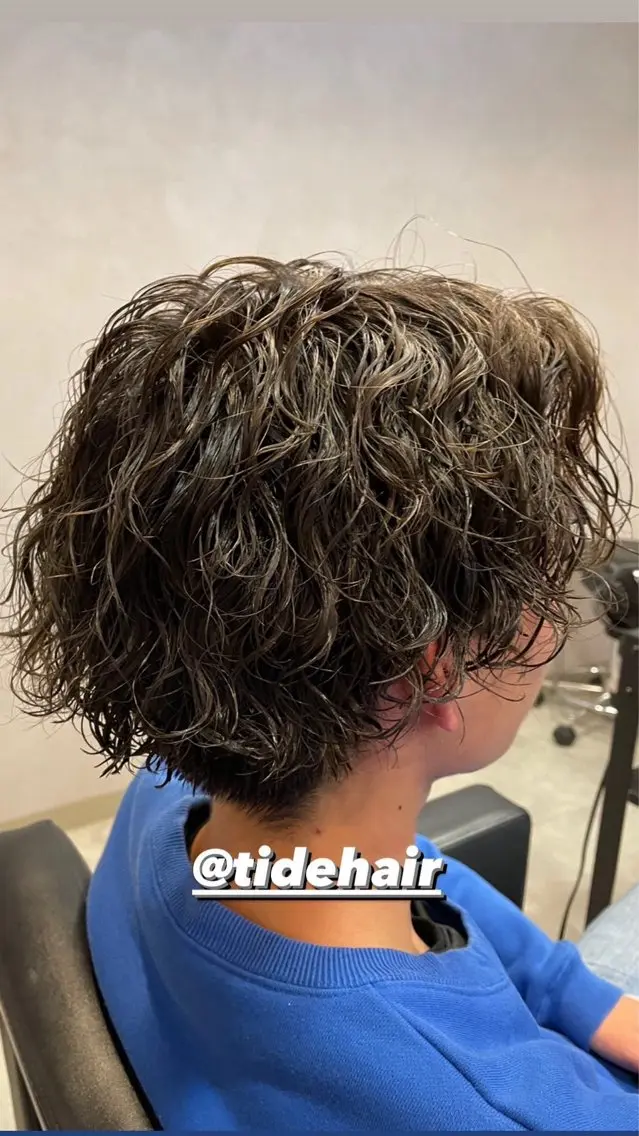 パーマ メンズ メンズパーマ スパイラルパーマ TIDEHAIR りょうたボブ募集のヘアスタイル