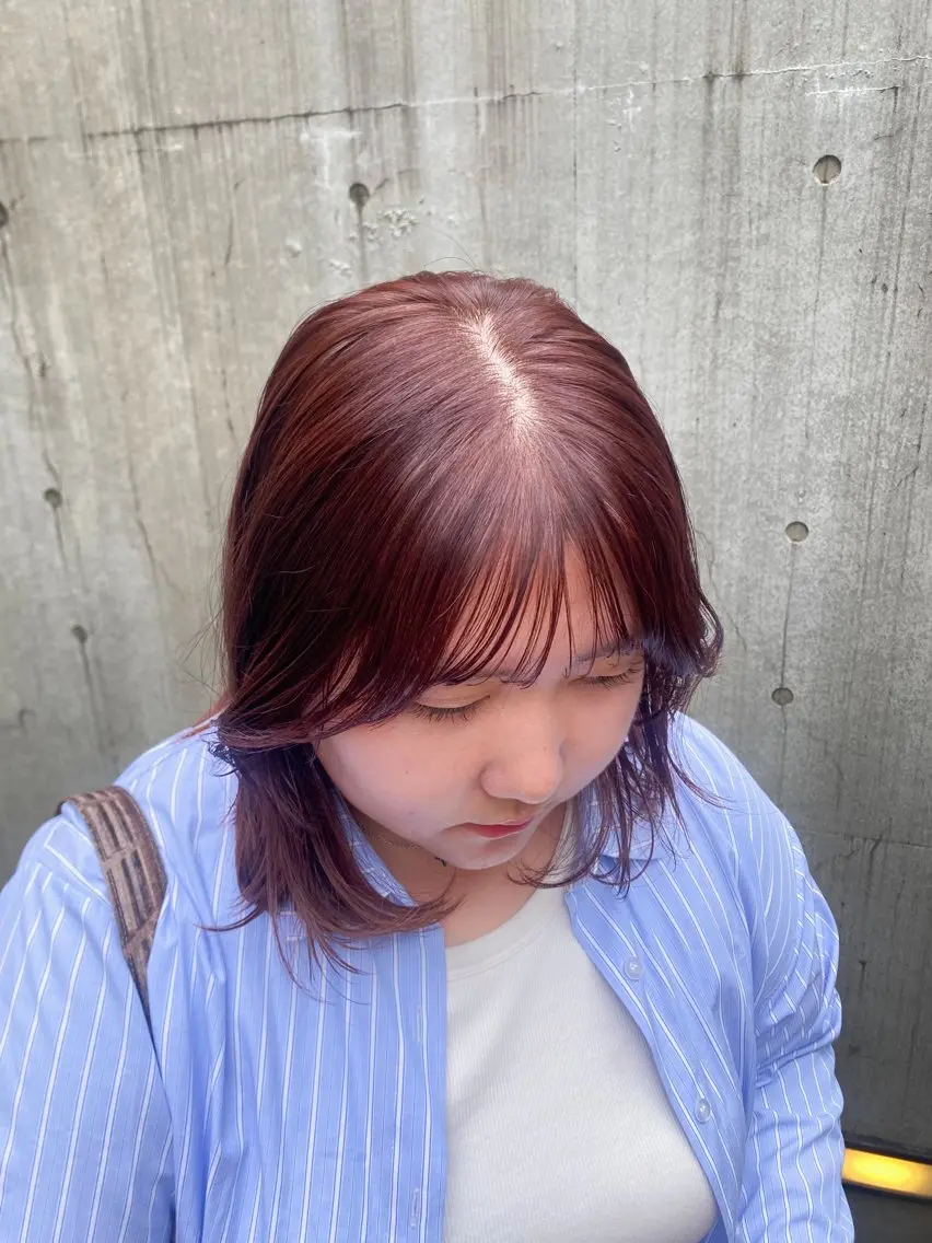 ミディアム カラー ブリーチ ブリーチなしカラー ピンクカラー 似合わせカット カット ヘアカラー トリートメント shiori/暖色/ レイヤー/似合わせのヘアスタイル