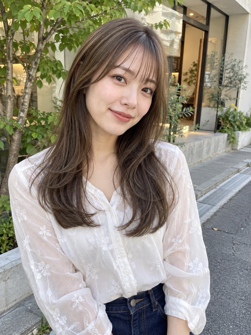 セミロング カラー ブラウンカラー 透明感カラー 韓国風ヘア ヘアカラー カラーモデル募集中/ 透明感カラー/るいのヘアスタイル