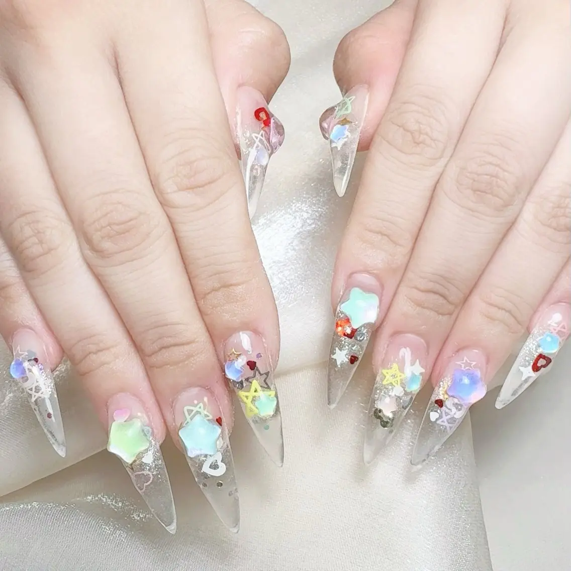 メンズ ネイル メンズ韓国風 アートネイル オーロラネイル ガーリー キラキラネイル ハンドネイル Nail salon 木にいるのネイルデザイン