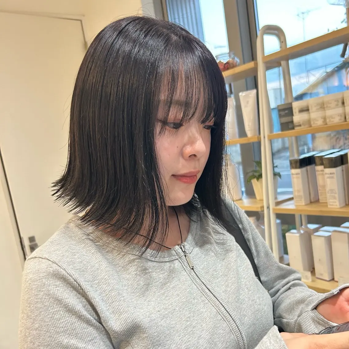 前髪カット+one color +3stepトリートメント🫧の写真