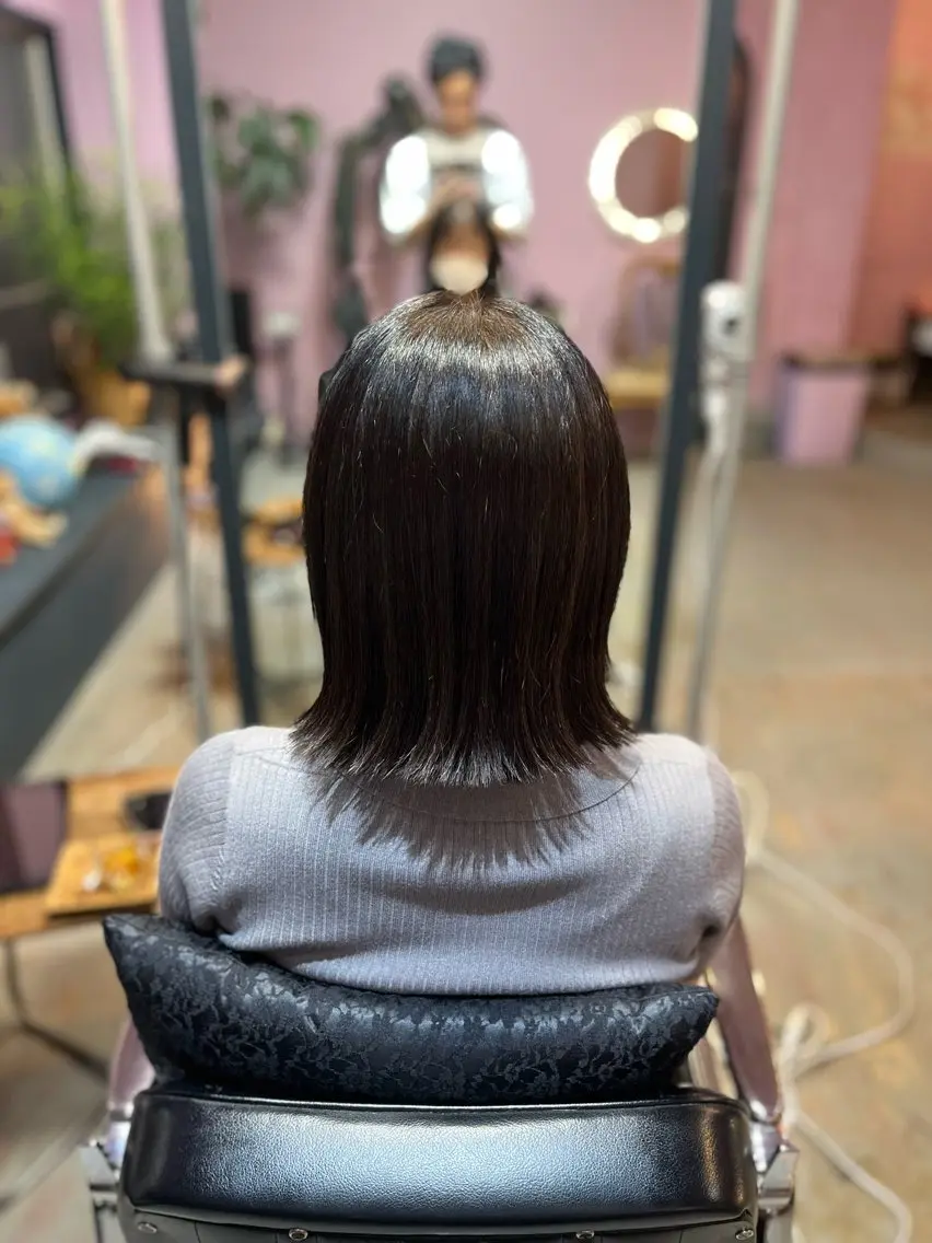 ミディアム ボブ 外ハネヘア 藤野 海翔のヘアスタイル