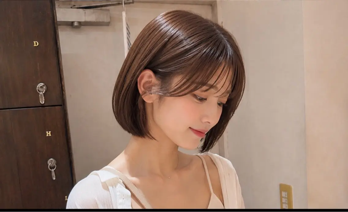 ショート ボブ 顔周りカット 髪質改善 韓国風ヘア 酸性ストレート カット ヘアカラー トリートメント ボブカット艶髪 矯正濱川響太のヘアスタイル