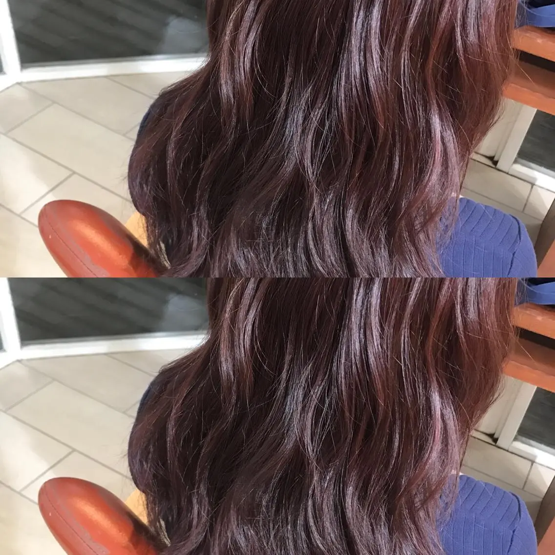 セミロング カラー ハイライトカラー ピンクカラー ハイライト 小栗 麻衣のヘアスタイル
