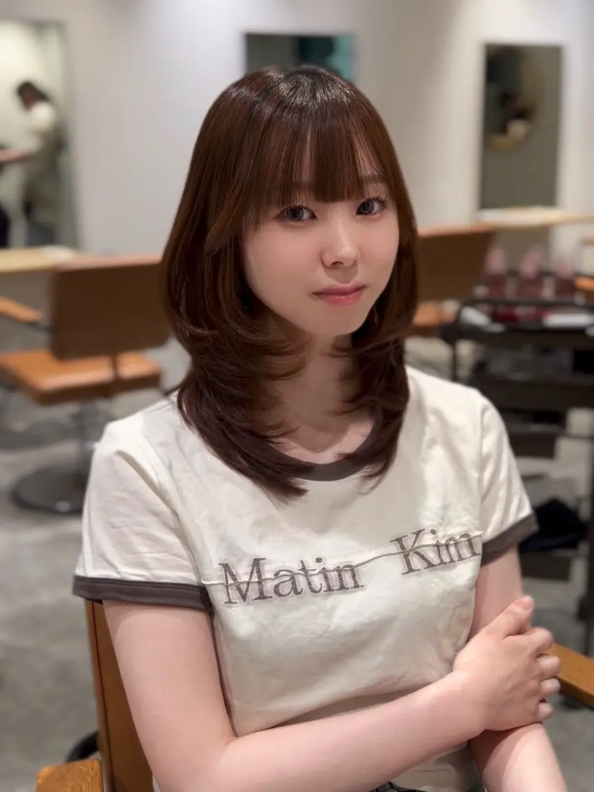 セミロング カット 縮毛矯正 盛れヘア🪽 /miyu🎀のヘアスタイル