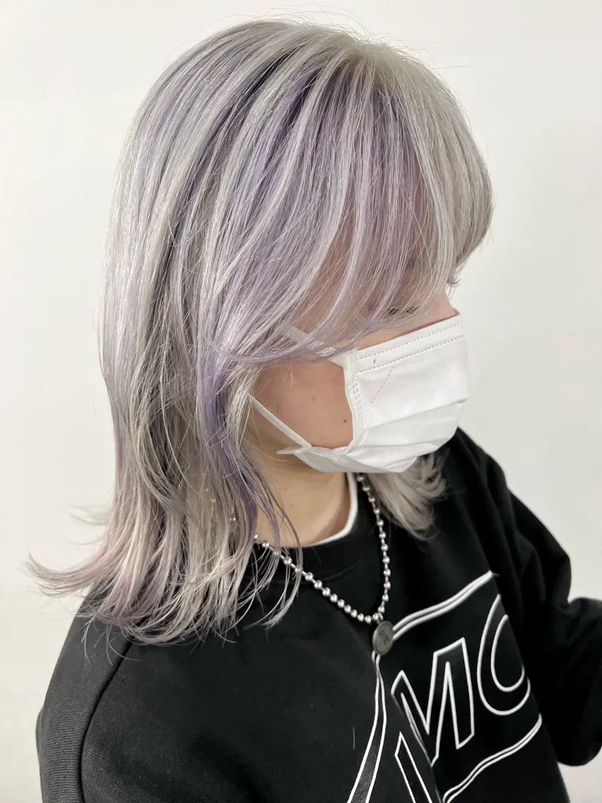 ミディアム カラー デザインカラー miyu✂︎Lien カットモデル募集中のヘアスタイル