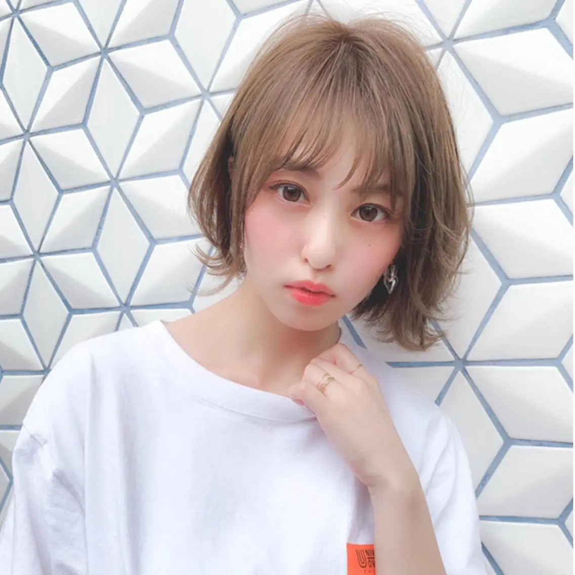 ショート カラー 透明感カラー 似合わせカット レイヤーボブ/ボブ 仲川和人のヘアスタイル