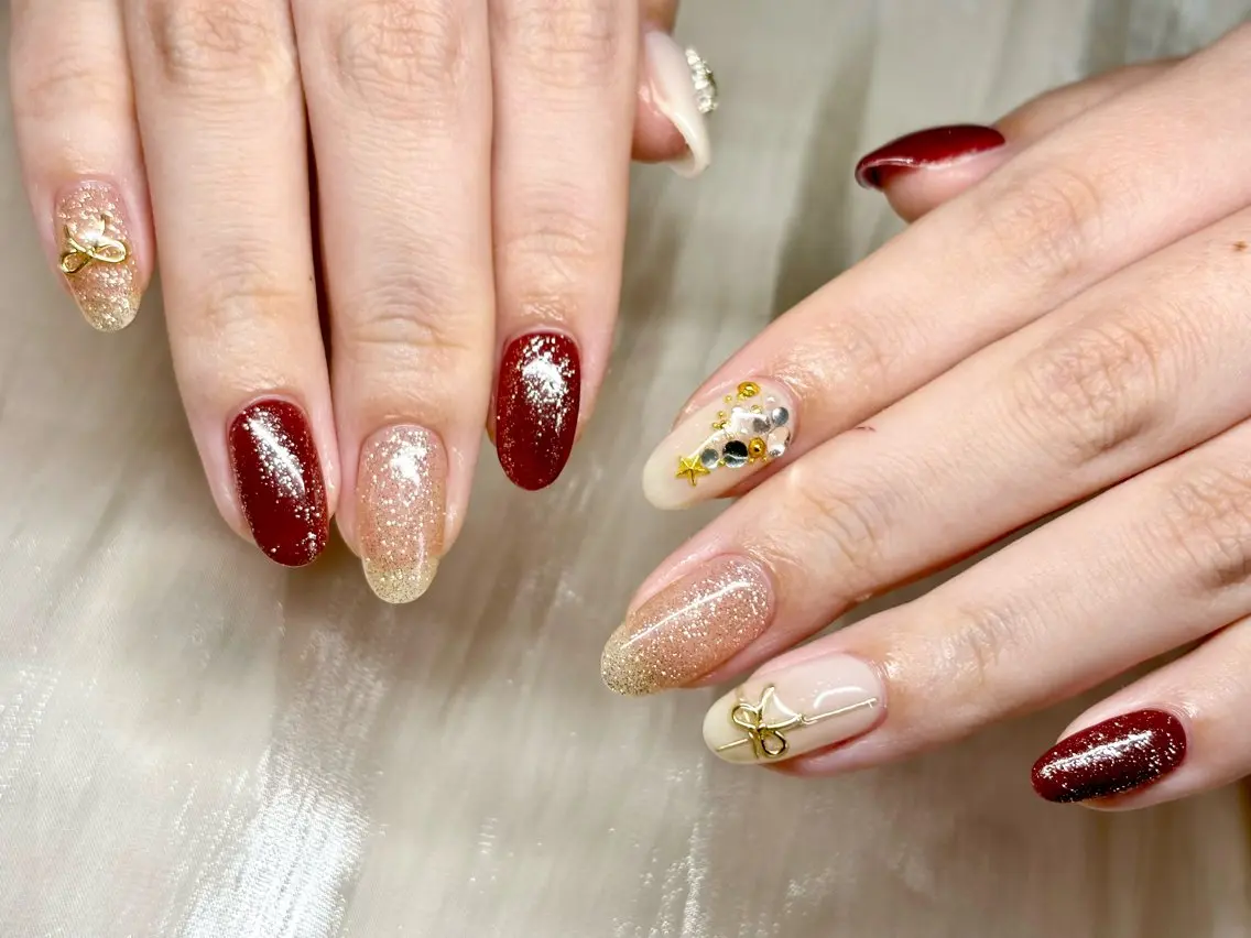 ネイル ニュアンスネイル 冬ネイル クリスマス ETE LUNA NAILのネイルデザイン