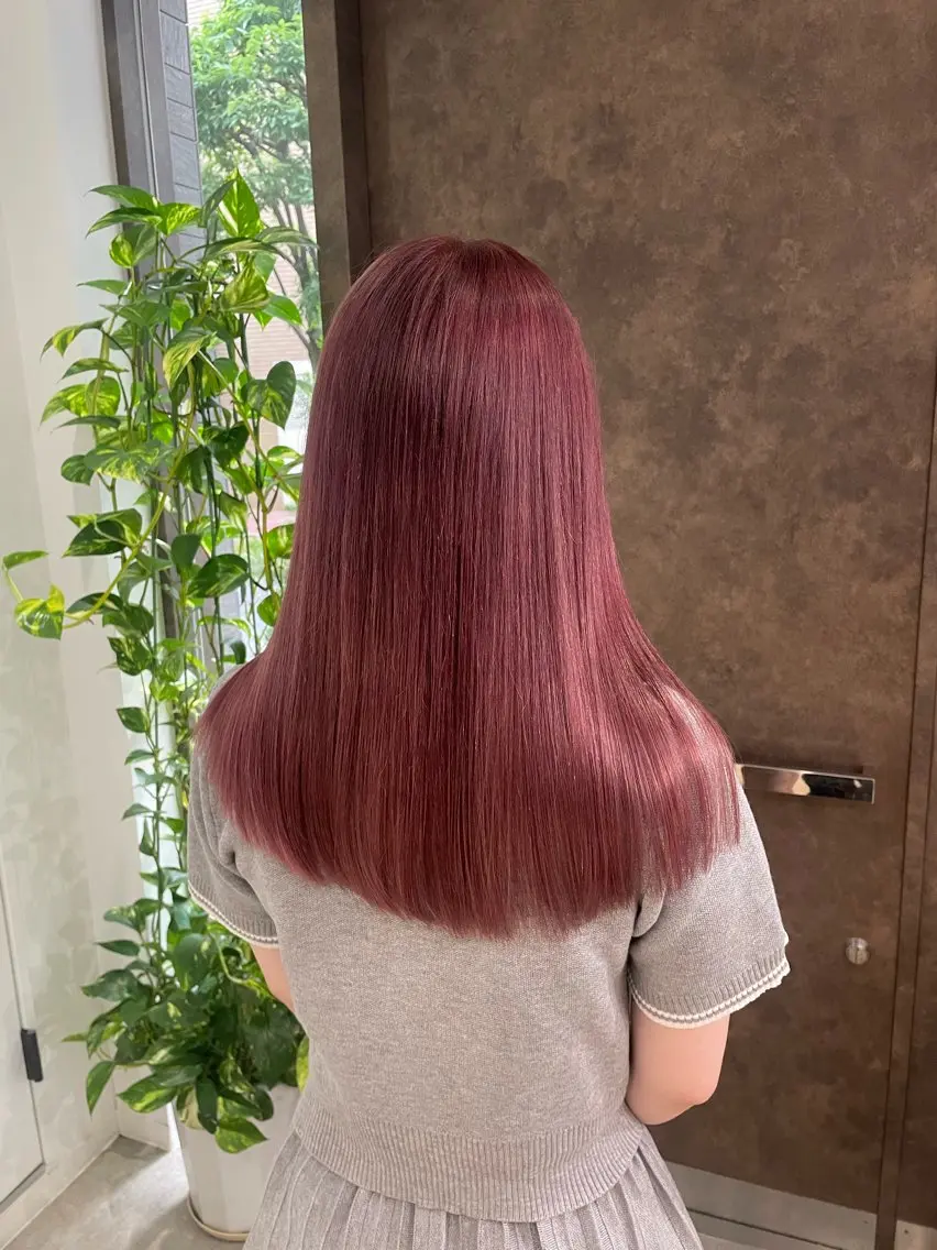 ロング カラー ベージュカラー ブリーチ ピンクカラー ピンクベージュ ヘアカラー 透明感艶髪カラー /府中/Mizukiのヘアスタイル