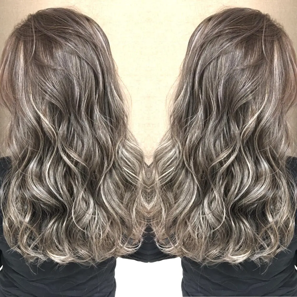 ロング カラー ハイライトカラー シルバー 3Dハイライト ハイライト ヘアカラー トリートメント 井上 一平のヘアスタイル
