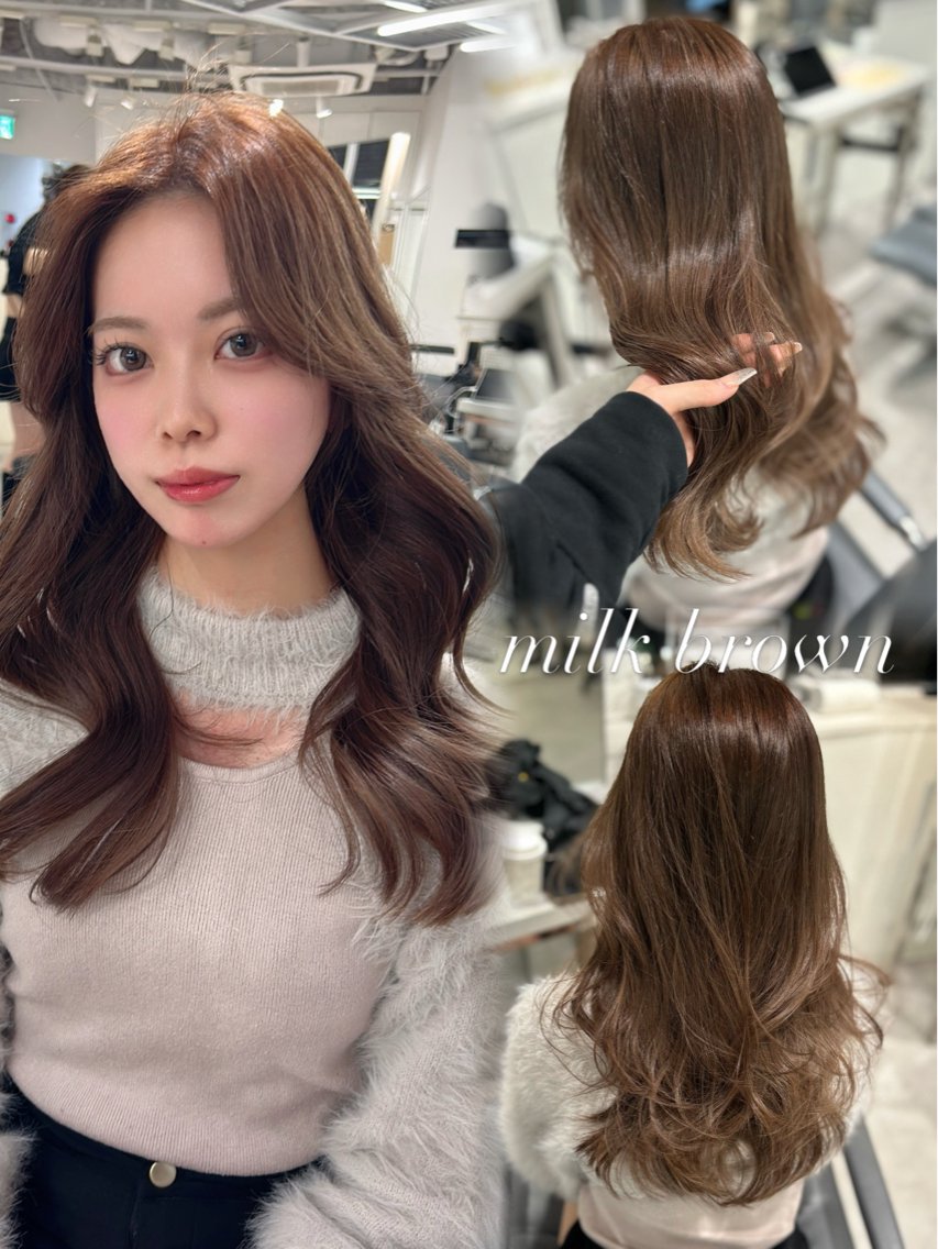 ミディアム カラー ヘアアレンジ ブリーチ カット ヘアカラー 🤍韓国うる艶カラー 髪質改善YUKI🤍のヘアスタイル