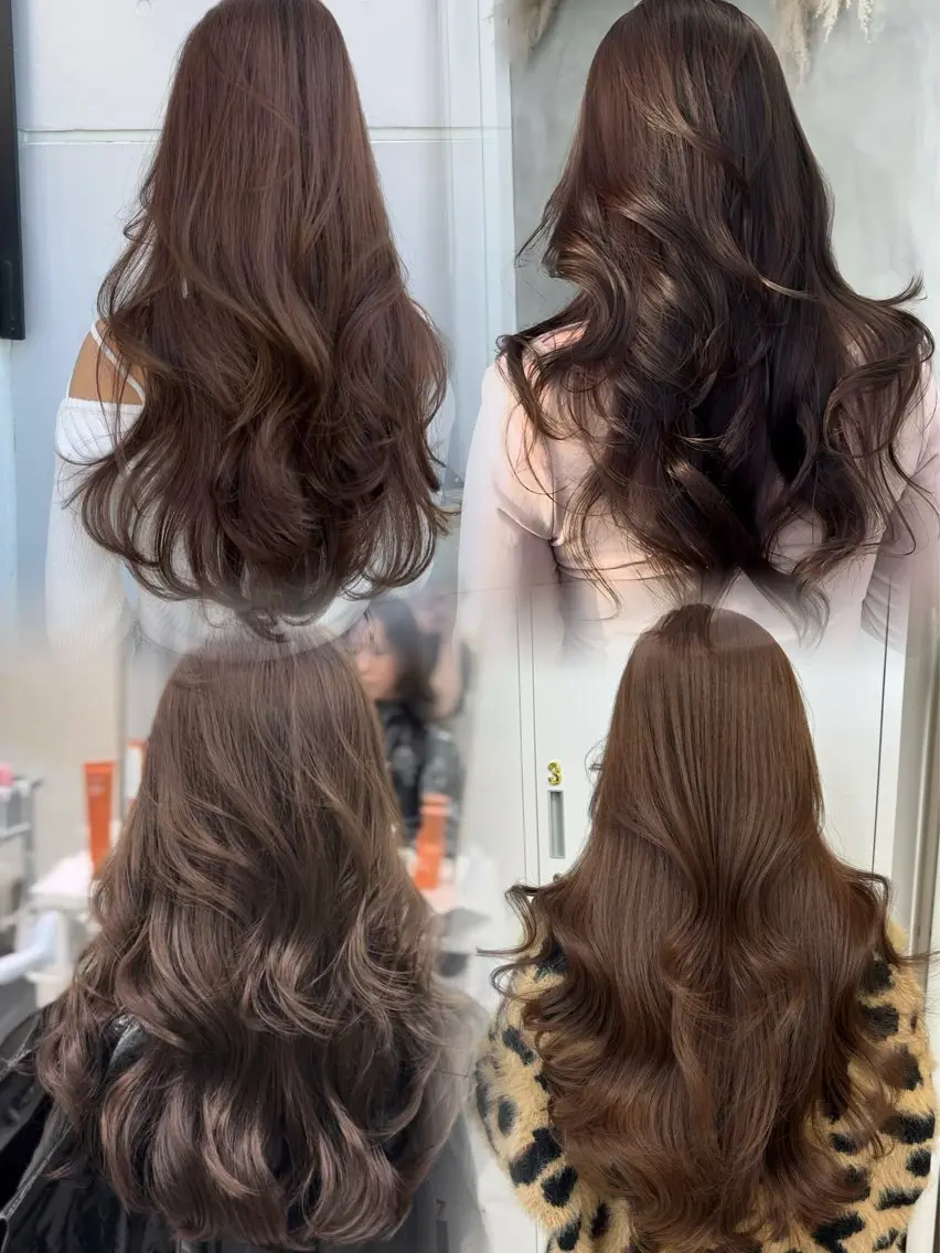 ロング レイヤーカット カット ヘアカラー 韓国ヘア レイヤーカットのヘアスタイル
