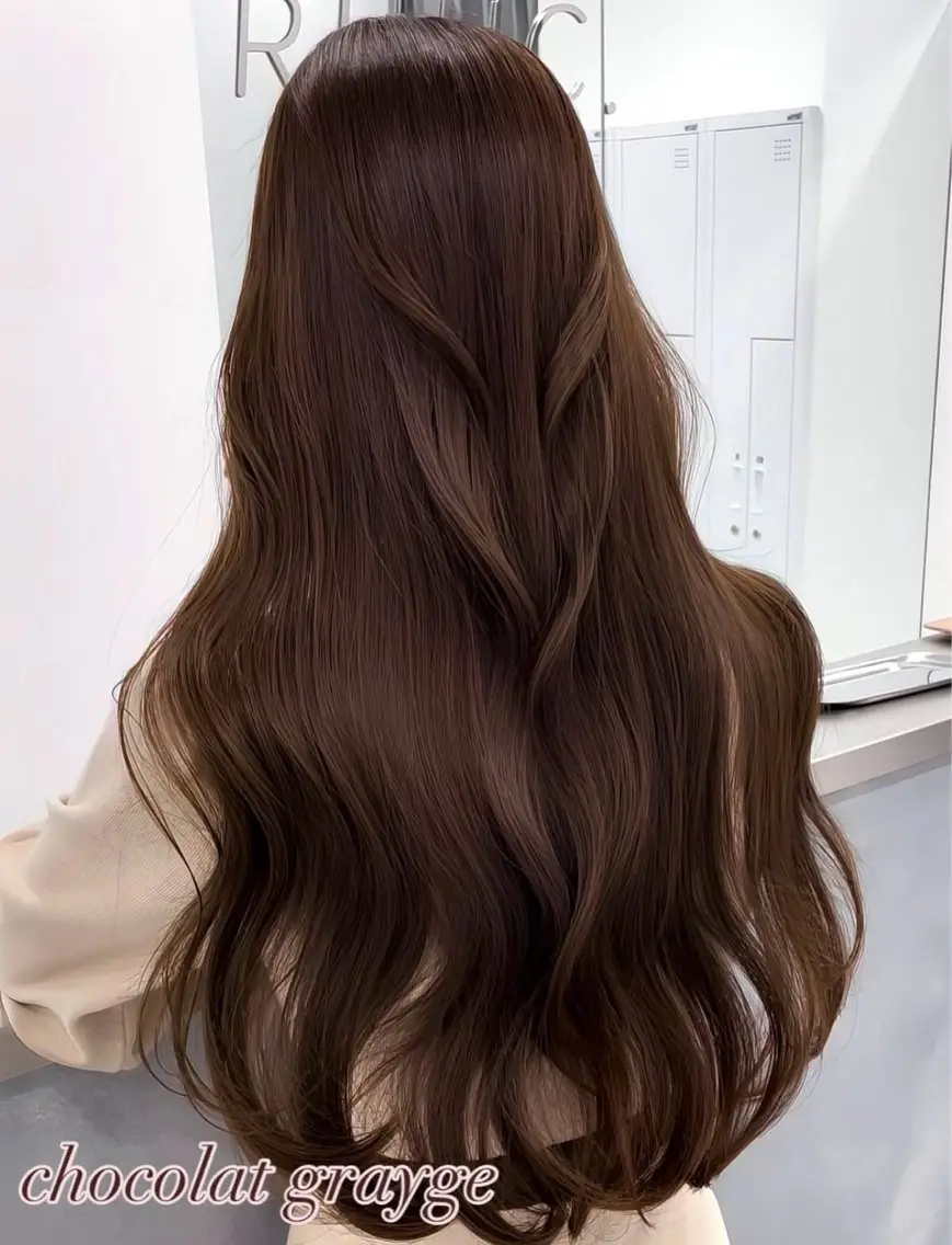ロング カラー 顔周りカット ハッシュカット ハイレイヤー 髪質改善 韓国風ヘア カット ヘアカラー 韓国レイヤー/透明感 /髪質改善/アジキのヘアスタイル
