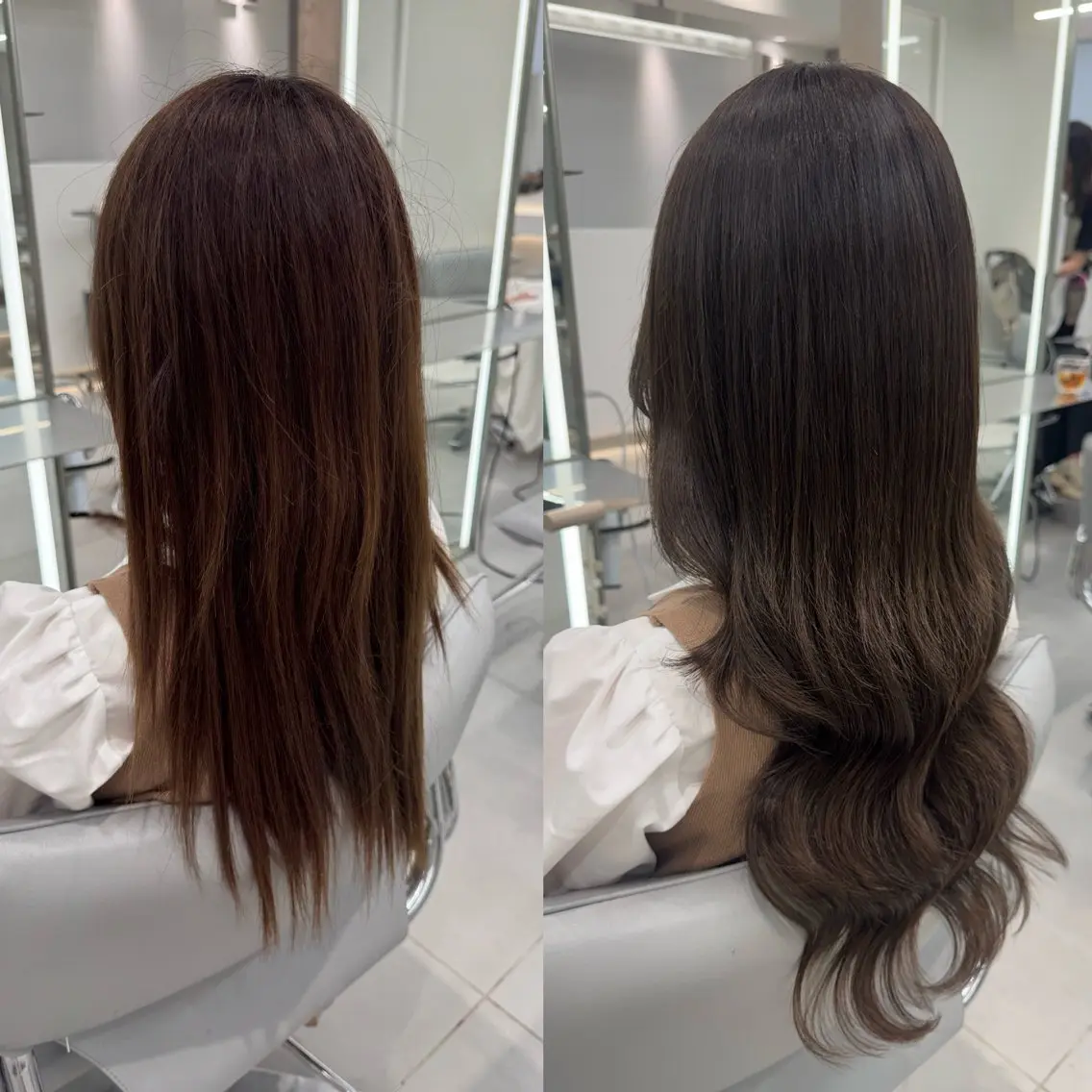 ロング カラー シールエクステ アッシュ バレイヤージュ ベージュカラー 黒髪 カット ヘアカラー エクステ ar+ ❤︎ maiのヘアスタイル