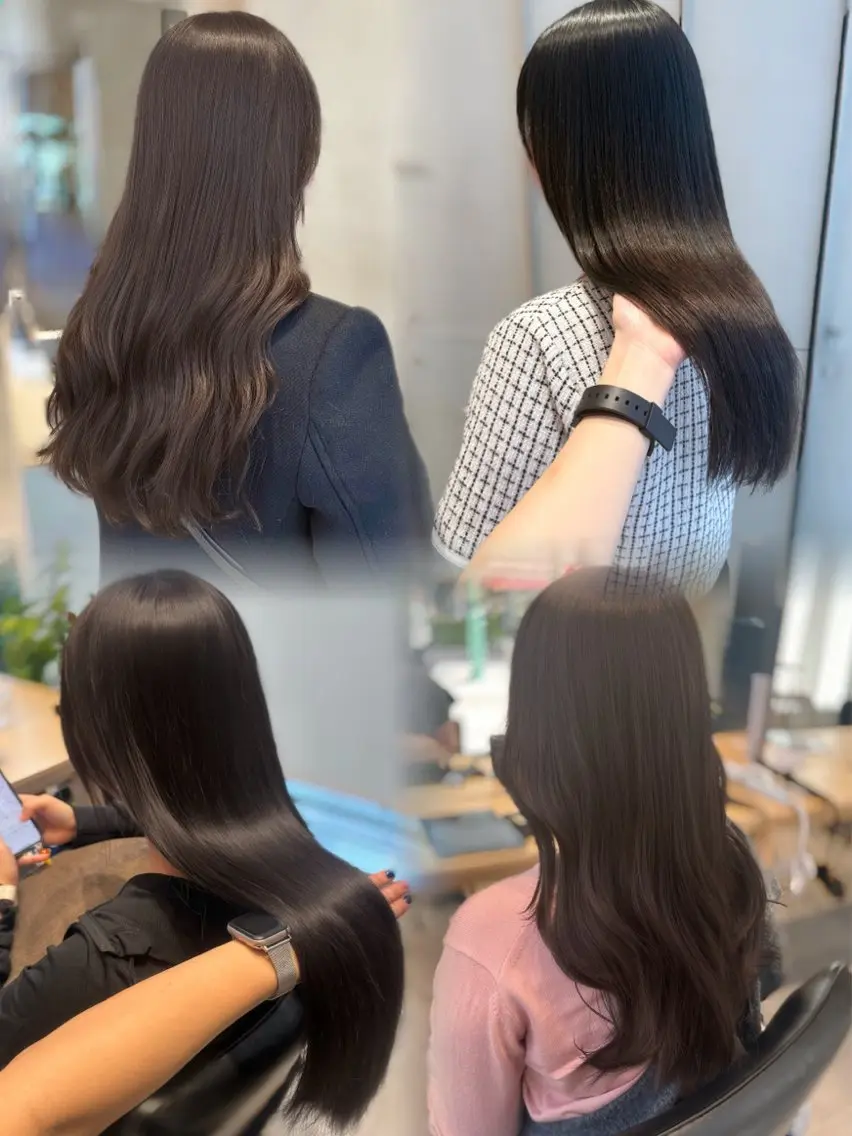セミロング カラー トリートメント ヘッドスパ ヘアセット ミオ💎ショート 透ける暗髪のヘアスタイル