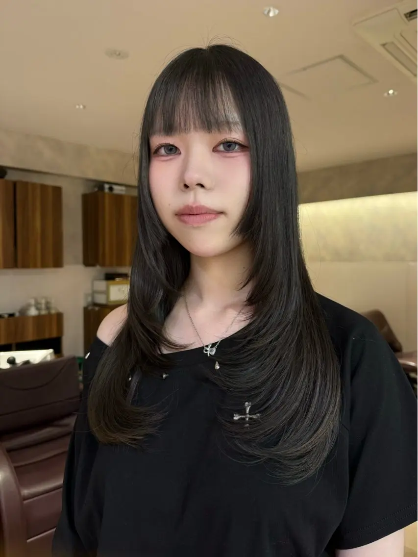 ロング カラー カット ヘアカラー Wカラーレイヤー🎀 着付けセットのヘアスタイル