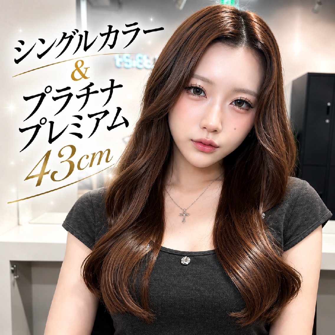 🤍初回U-22限定｜モデル価格1本198円＊カラー＋プルエクステ60本〜 16,880円〜｜プラチナプレミアム43cmの写真