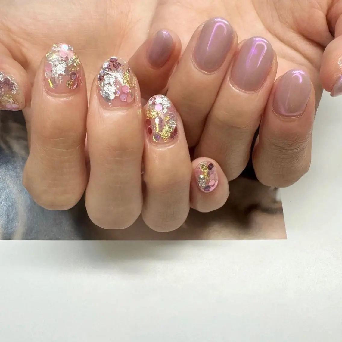 ネイル オーロラネイル クリアネイル ホログラムネイル 氷ネイル・うるうるネイル キラキラネイル 🪞KAPE NAIL 🪞のネイルデザイン