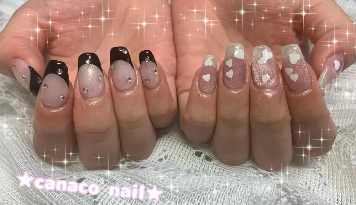 ネイル アートネイル フレンチネイル ジェルネイル ハート マグネットネイル ハンドネイル ハンドケア ベテランネイル cnc nailのネイルデザイン