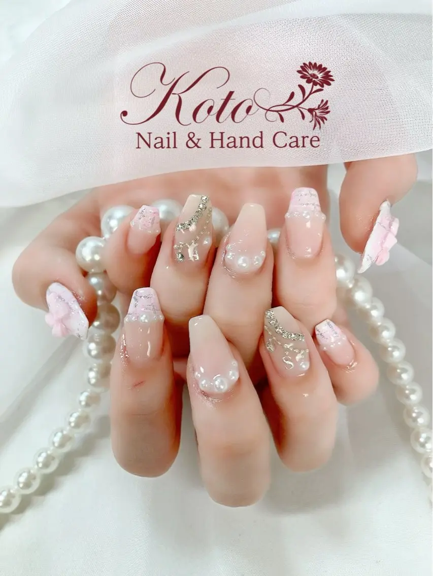 ネイル 長さ出し ジェルネイル 持ち込み ニュアンスネイル 赤色 ハンドネイル Nail Salon KOTOのネイルデザイン
