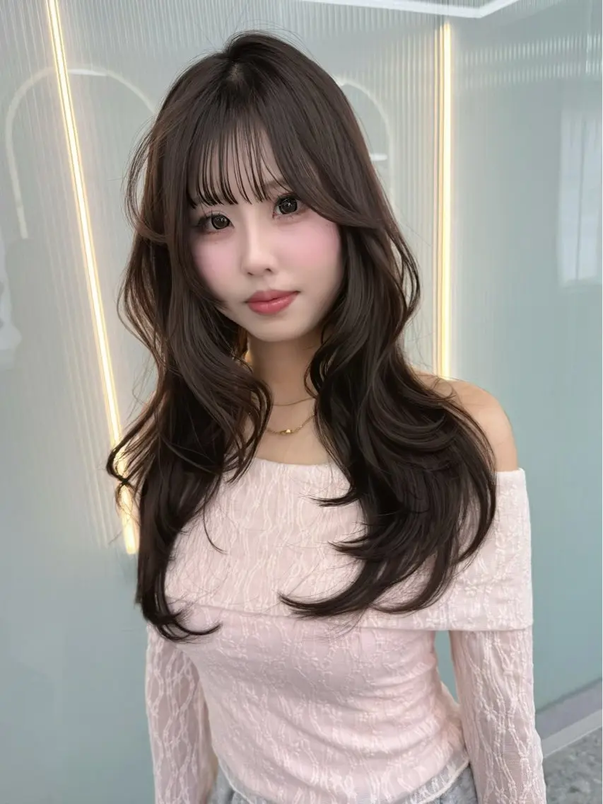 ロング カラー 韓国風ヘア レイヤーカット カット ヘアカラー トリートメント レイヤーカット /顔周り/和奏︎♪のヘアスタイル