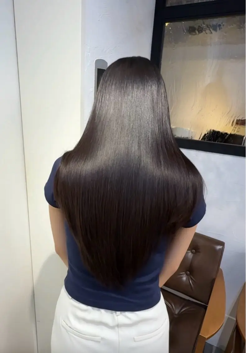 ロング カット 縮毛矯正 トリートメント SNS撮影用 髪質改善モデル募集のヘアスタイル