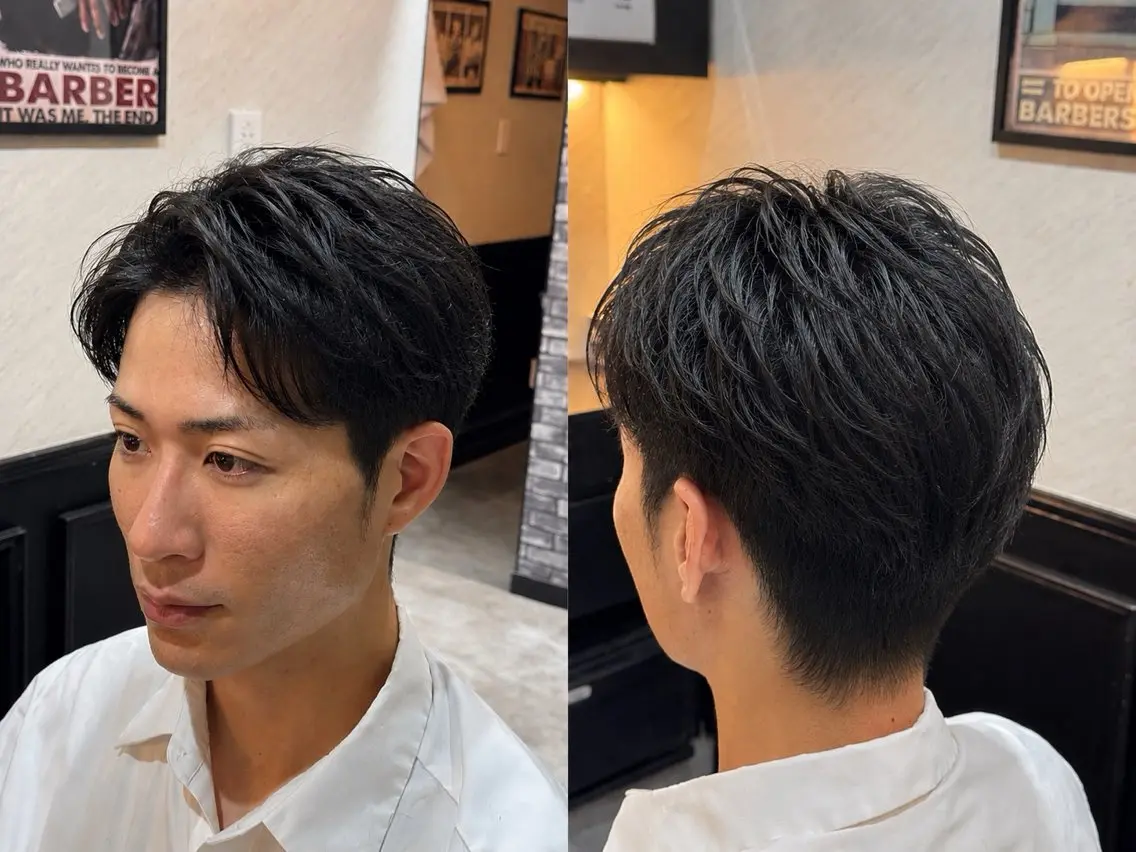 ミディアム 有田 光輝のヘアスタイル
