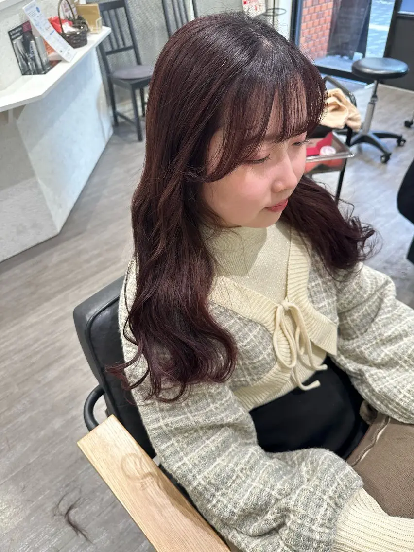 セミロング カラー ラベンダーカラー ラベンダーピンク ピンクカラー 艶髪レイヤー上田 紗也🇰🇷💗のヘアスタイル