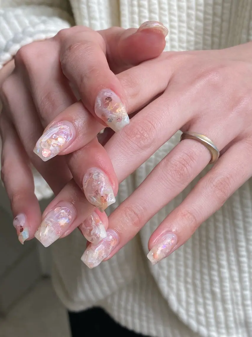 ネイル 成人式 フラッシュネイル フレンチネイル ジェルネイル 卒業式 ハンドネイル 草加ニュアンスネイル 🌚hersのネイルデザイン