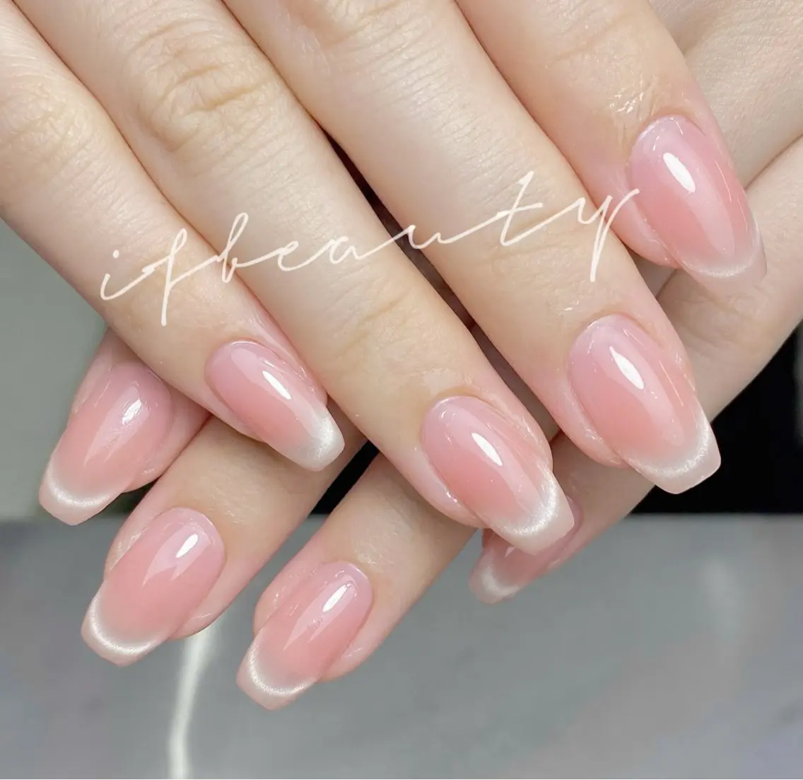 ネイル フレンチネイル マグネットネイル マグネットフレンチ ピンク シンプルネイル ハンドネイル 💓mi.o Nail上野店のネイルデザイン