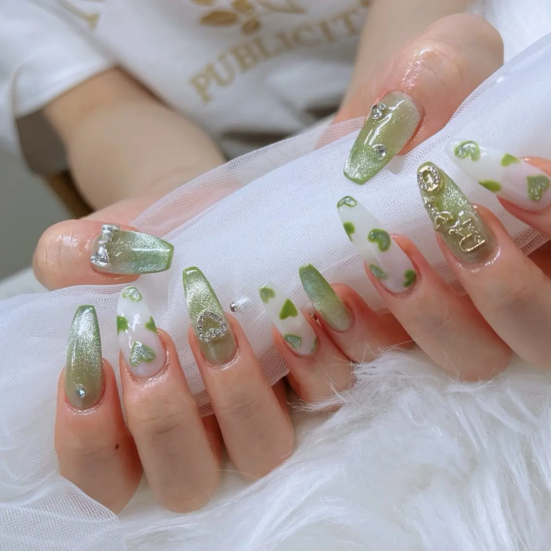 ネイル フットネイル フレンチネイル ジェルネイル グリーン 韓国ネイル Lee _nailのネイルデザイン