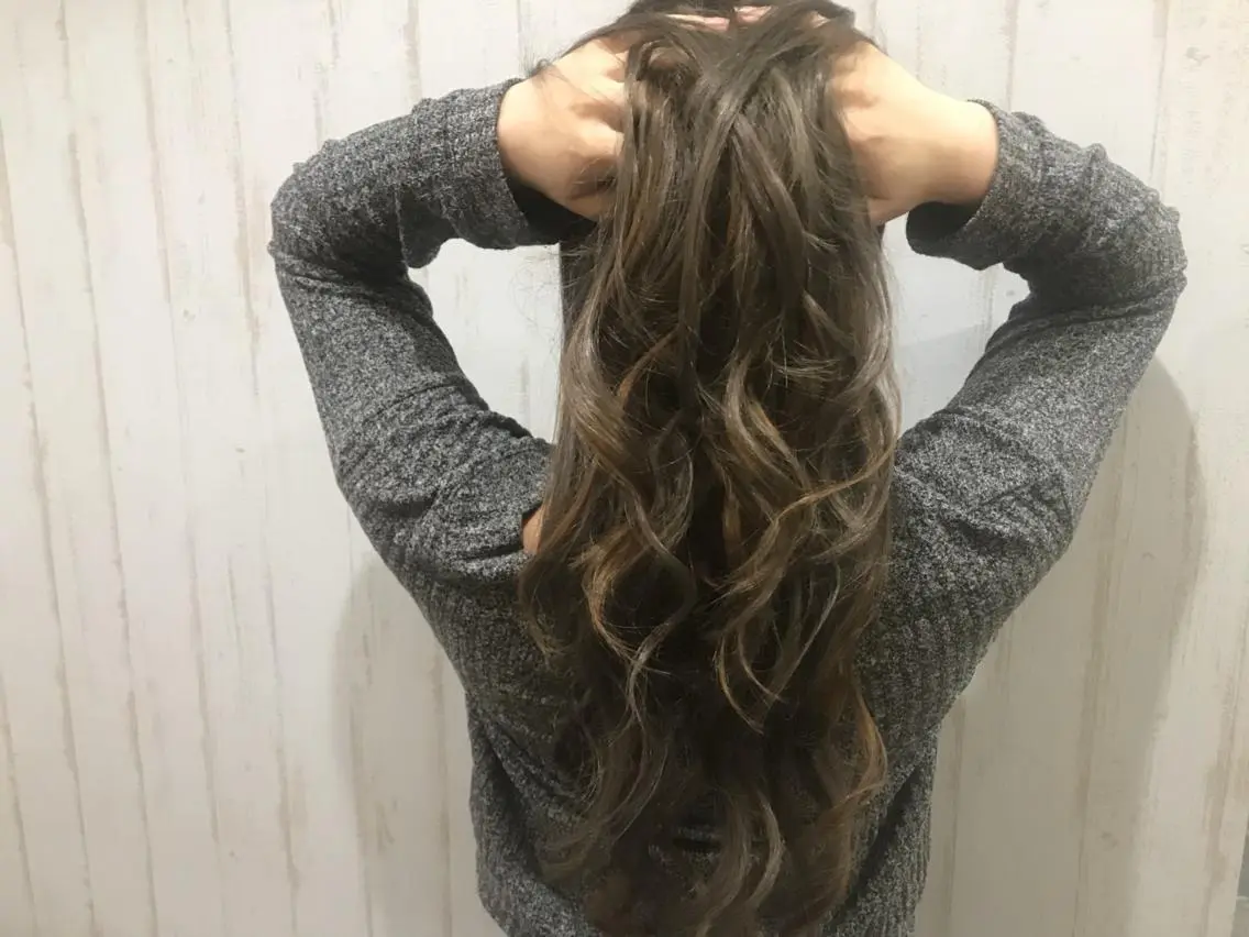 ロング カラー ヘアアレンジ チビ編み込みエクステ シールEXどぅ〜すのヘアスタイル