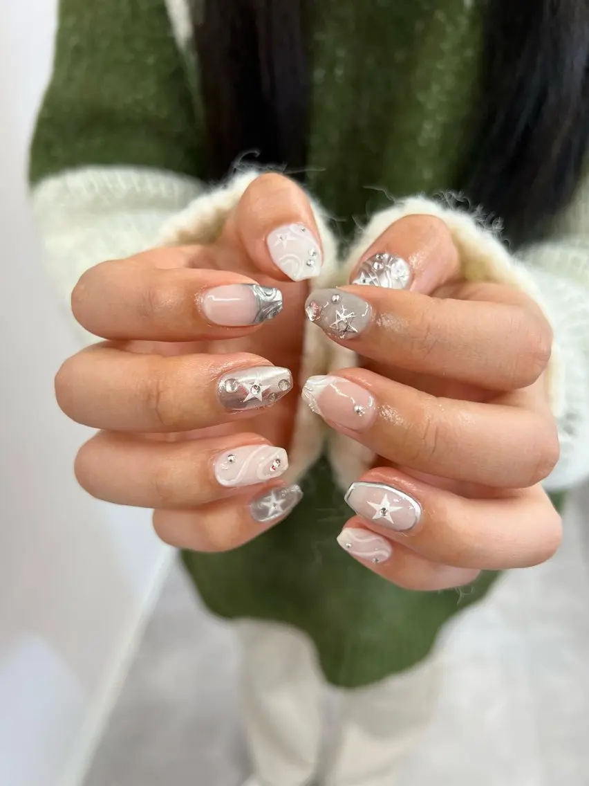ネイル フレンチネイル ジェルネイル マグネットネイル ニュアンスネイル パラジェル ハンドネイル ハンドケア Bana_ Nailのネイルデザイン