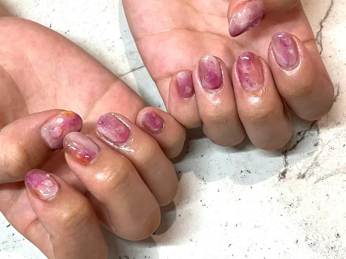 ネイル ハンドネイル 韓国/ワンホン/長さ 出しつけ放題🎀のネイルデザイン
