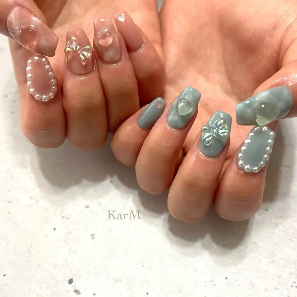 ネイル オーロラネイル チークネイル フレンチネイル 韓国ネイル マグネットネイル ハンドネイル ogino karinのネイルデザイン