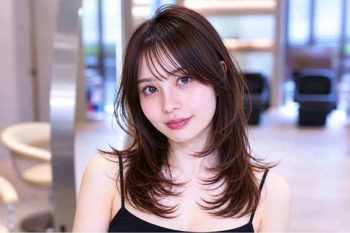 ミディアム カット ヘアカラー 渋谷/韓国レイヤー ハッシュ/堅亘のヘアスタイル