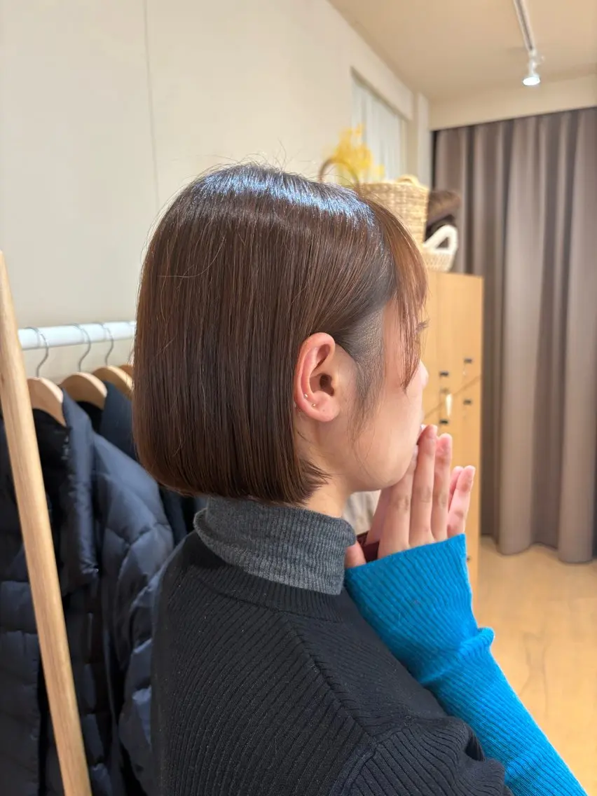 ショート ボブ カット 暖色＊ベージュ ＊くらたあやかのヘアスタイル