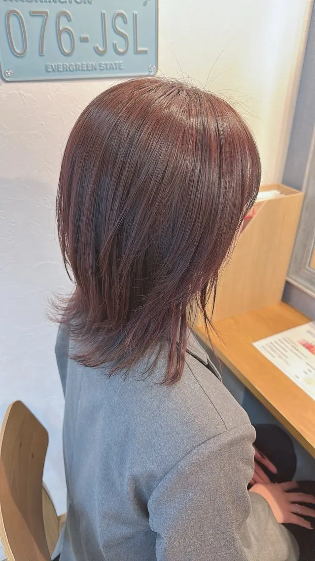 ミディアム くびれヘア レイヤーカット ウルフカット ウルフレイヤー 🎀ITSUKI暖色 カラー/レイヤー🎀のヘアスタイル