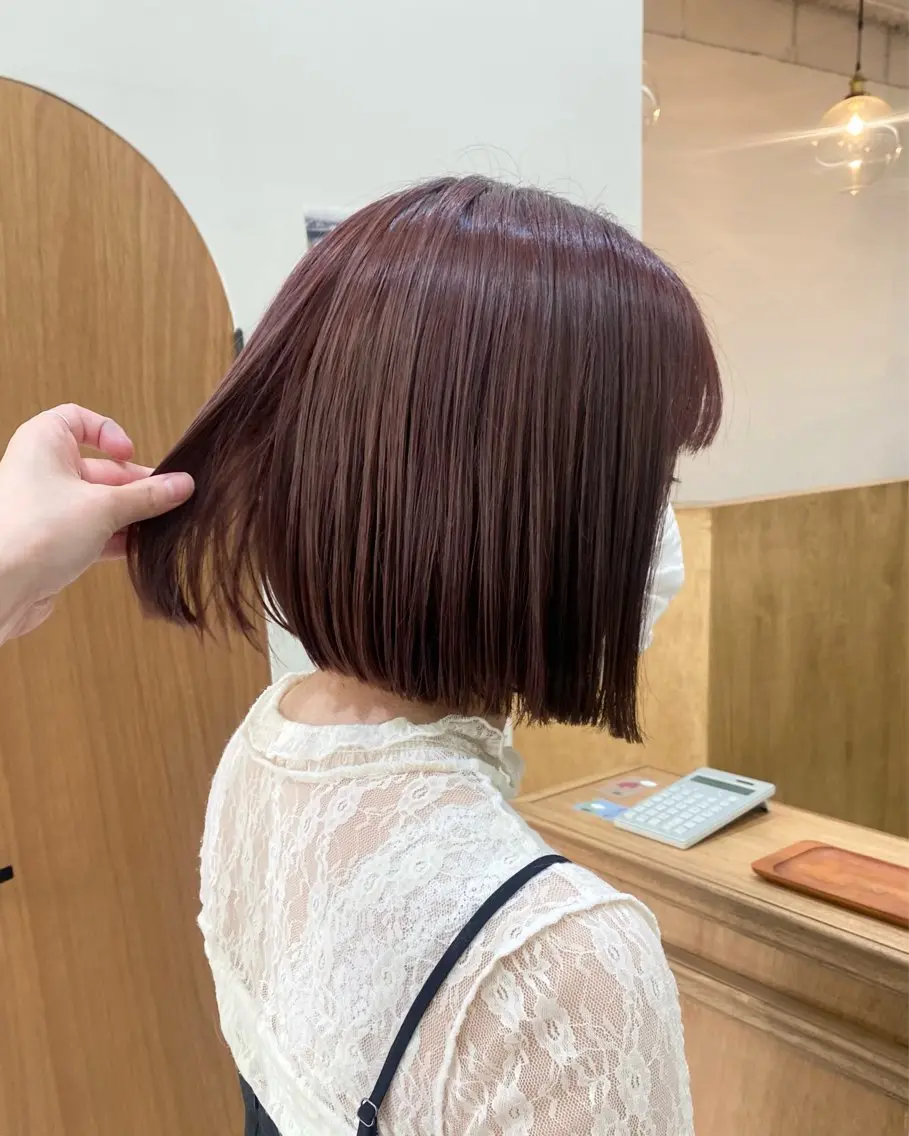 ミディアム カラー ヘアアレンジ ブリーチ ボブ カット ヘアカラー トリートメント ハル🌸柔色/ ブリーチなし/艶髪のヘアスタイル