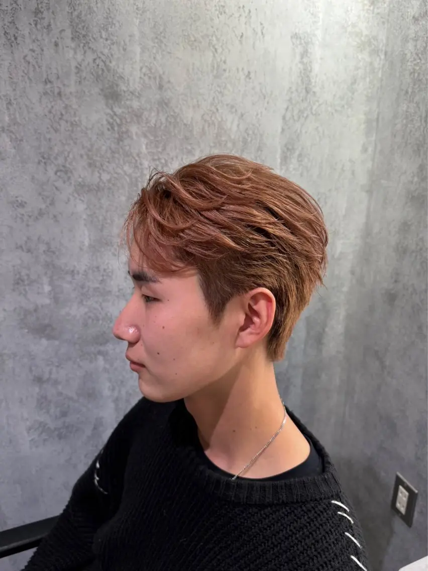 ミディアム カラー メンズ ブラウンカラー ピンクカラー ピンクブラウン ショートスタイル特化 ayumuのヘアスタイル