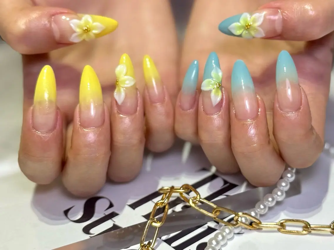 ネイル フラワーネイル ハンドネイル Mnailsalon フィルイン対応サロンのネイルデザイン