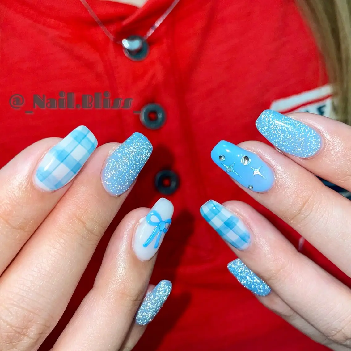 ネイル フラッシュネイル ぷっくりネイル リボン ハンドネイル NAIL BLISSのネイルデザイン