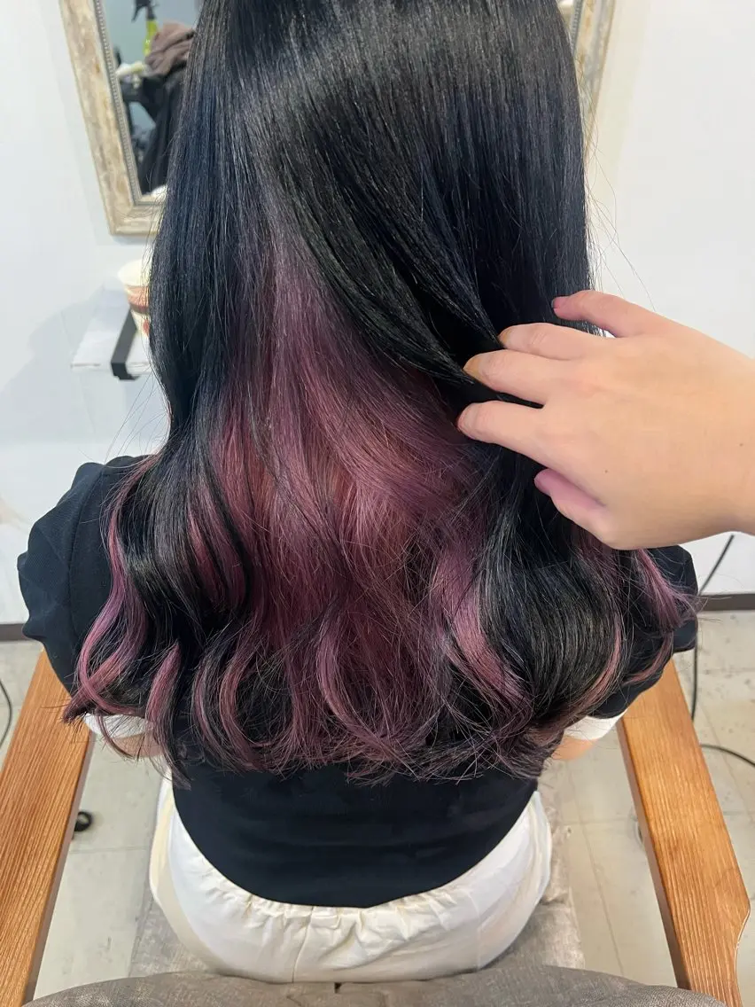 セミロング カラー ブリーチ ピンクカラー ヘアカラー Sherry/R 三川町 ayakaのヘアスタイル